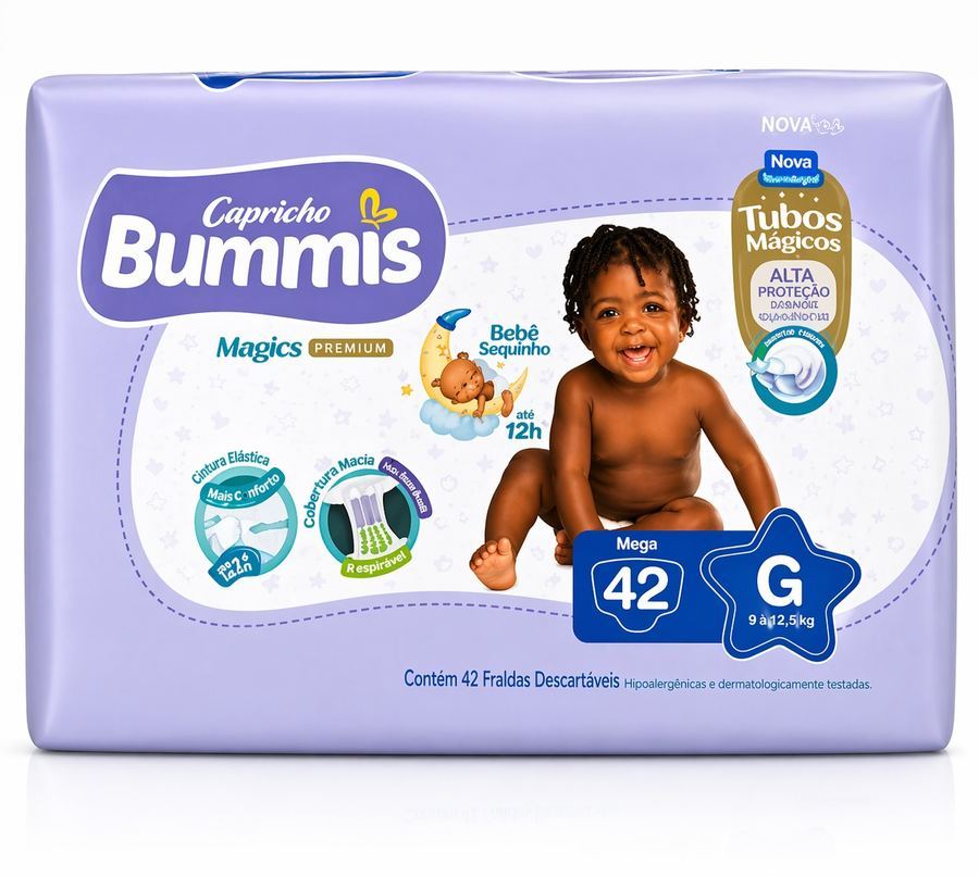 Fralda Descartável Capricho Bummis Magics Premium - Tamanho G 42 unidades