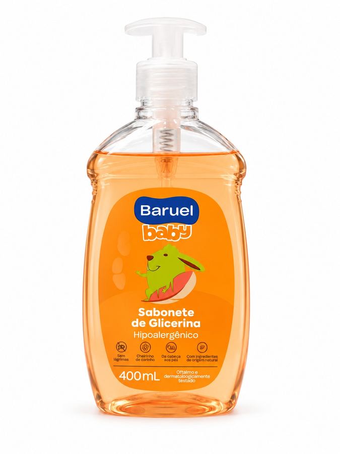 Sabonete Líquido Infantil Baruel Baby Glicerina 400mL - Hipoalergênico Sem Lágrimas