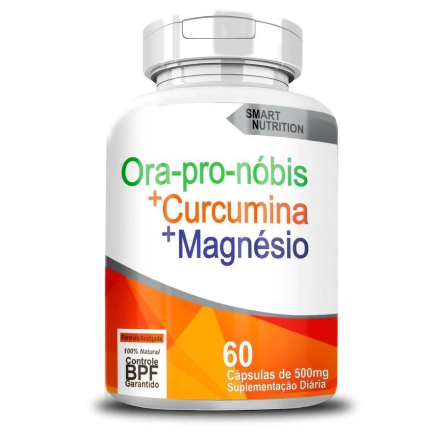 Ora-pro-nóbis + Curcumina + Magnésio Smart Nutrition – 60 Cápsulas de 500mg